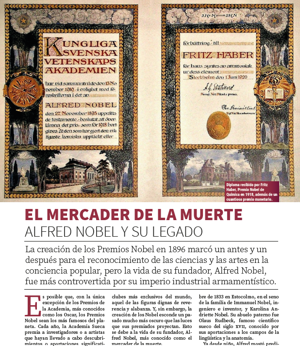 HistHoy's tweet photo. Aunque los premios Nobel marcaron un antes y un después para el reconocimiento de las artes y las ciencias, la vida de Alfred Nobel fue más controvertida. Te lo contamos en el #HistoriasSingulares del último número de #HistoriaHoy. https://t.co/nEDOqXhfY5