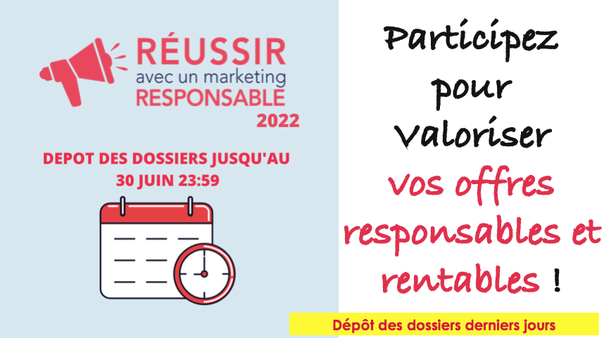 RMResponsable's tweet photo. Tic Tac tic tac : il vous reste peu de temps pour déposer votre dossier de candidature sur la plateforme ! https://t.co/bzqwrqb1ay

#RSE #transitionecologique #transformation #marketingresponsable https://t.co/W7KtYK143v