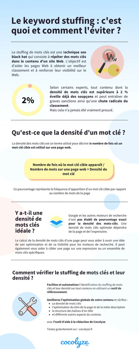 Le #Keyword #Stuffing c'est du black hat. 😦
⚠️ Même si on est bien intentionné, on peut rapidement tomber dedans. ⚠️
Voici quelques trucs et astuces simples pour éviter le bourrage de mots clés en #SEO

#webmarketing #Google