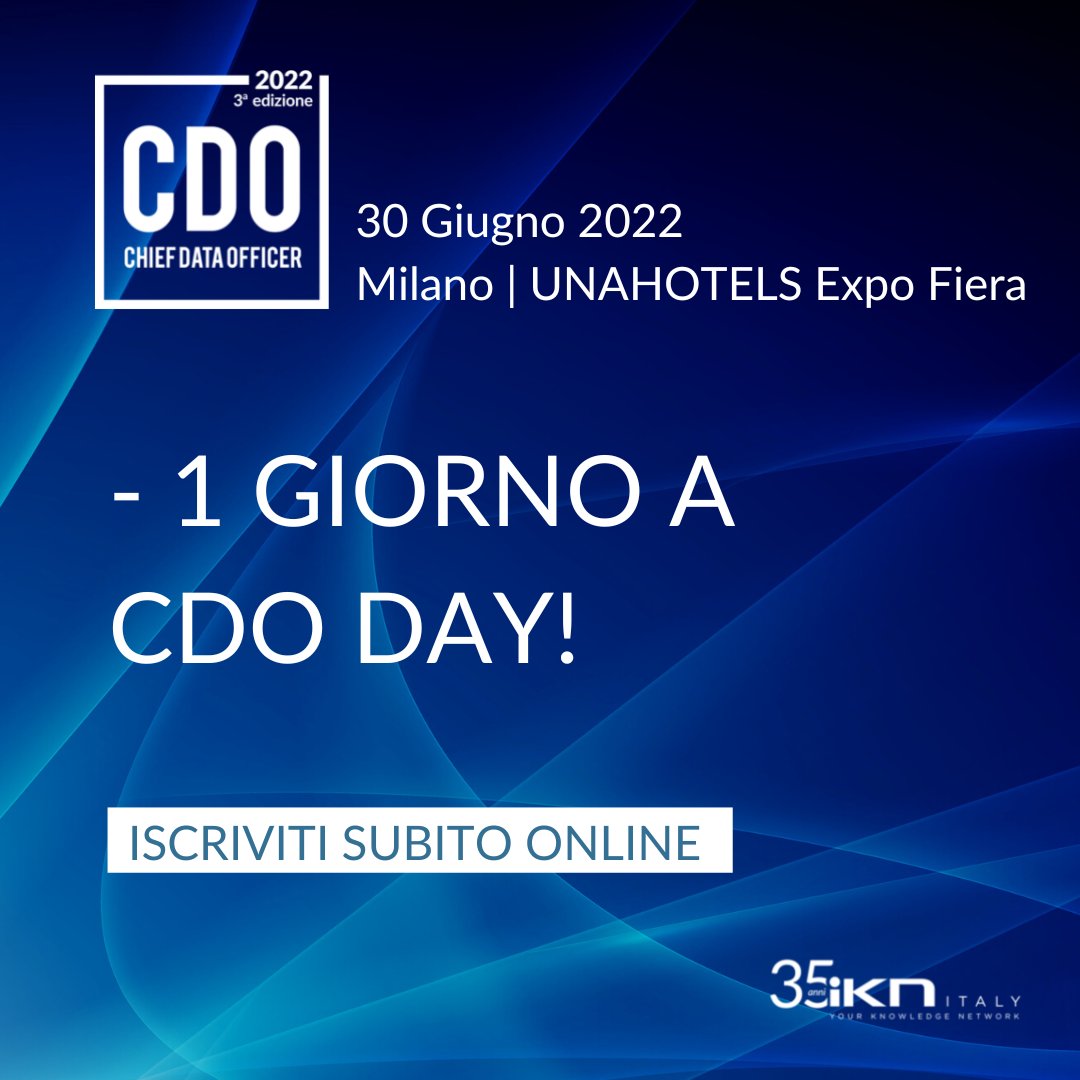 Ci vediamo domani a CDO Day 2022! 🔥 Partecipa anche tu! 👉 lnkd.in/evR8dEss 📣Confrontati con i Data Expert sulle strategie per il miglioramento della #CustomerExperience, sui vantaggi di una cultura data-and-analytics centric all'interno dell’azienda e molto altro!