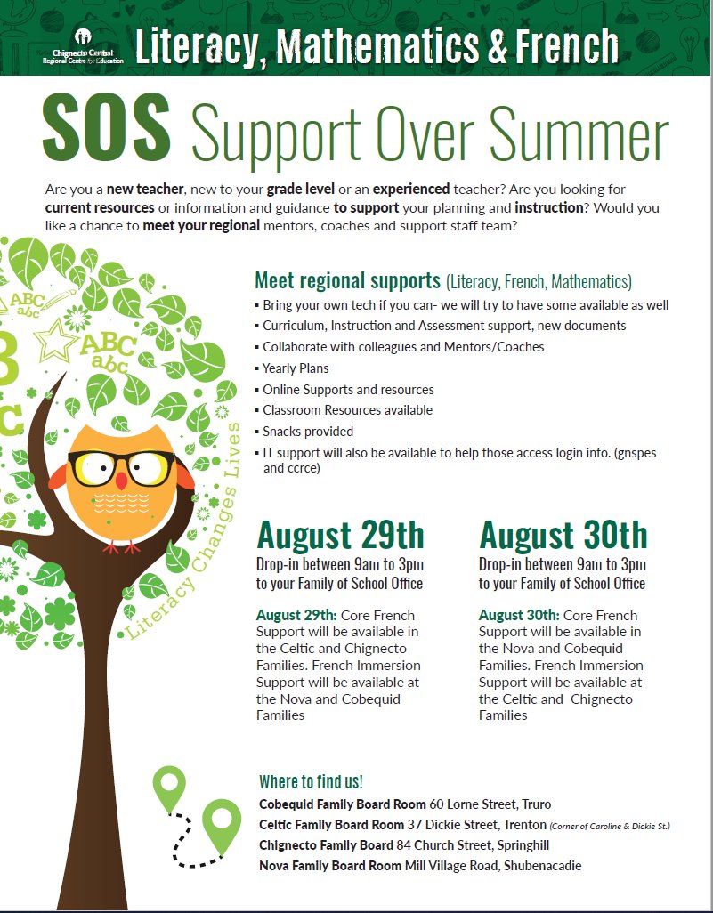 Support Over Summer dates! Everyone welcome!  Drop in at any point during the day!  #SOS  <a href="/CCRCE_NS/">CCRCE</a> <a href="/ccrcef/">CCRCE French Programs</a> <a href="/CcrceM/">CCRCE Mathematics - Cindy Ferguson</a>