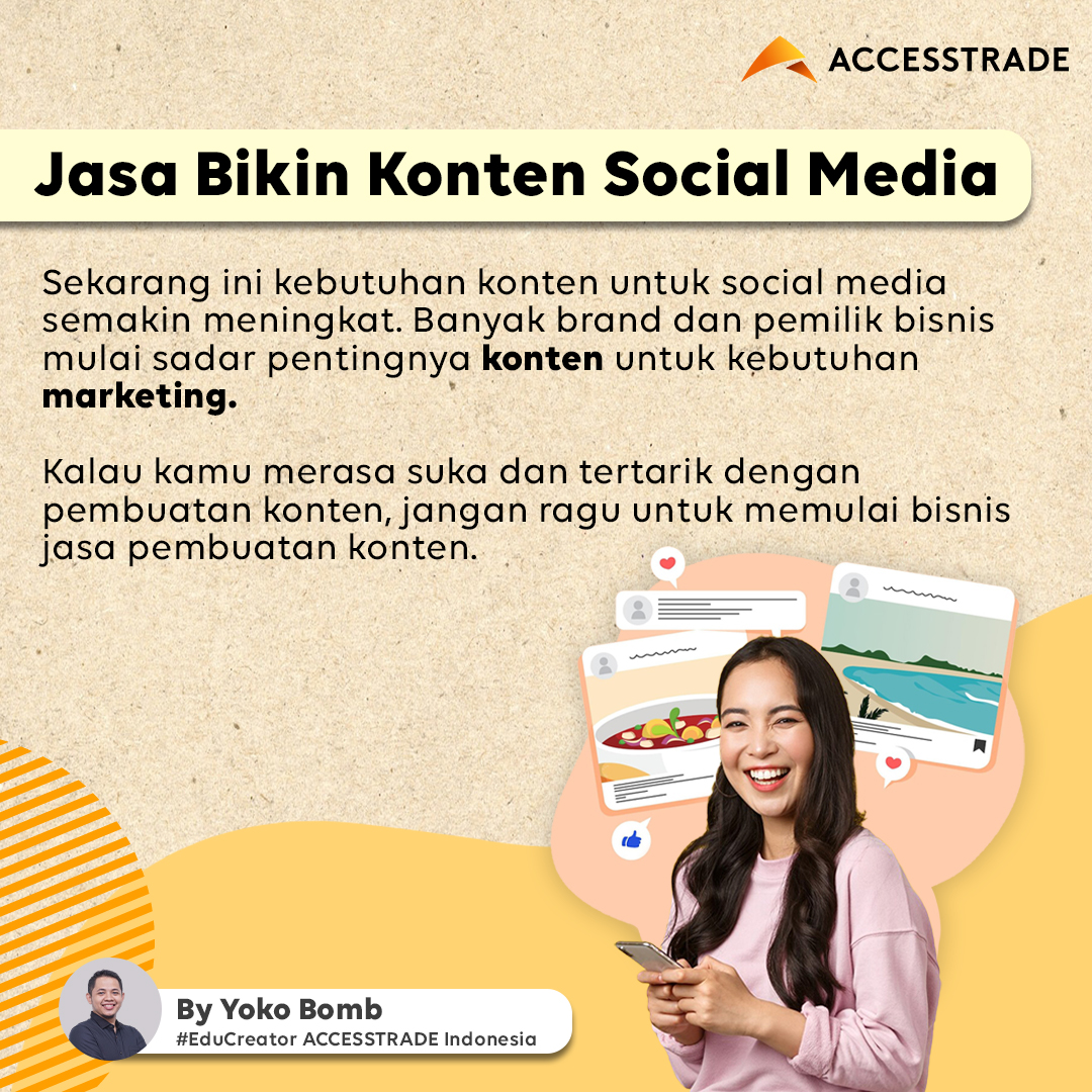 accesstradeID's tweet photo. Siapa yang lagi butuh ide bisnis? ATmin kasih tau nih ide bisnis digital dari @yokobomber yang bisa kamu mulai sekarang!

#accesstradeindonesia #accesstradeacademy #educreator #yokobomb #accesstrade #affiliatemarketing #bisnisafiliasi #caricuanonline #makemoneyonline #educator https://t.co/TExTJUwEGj