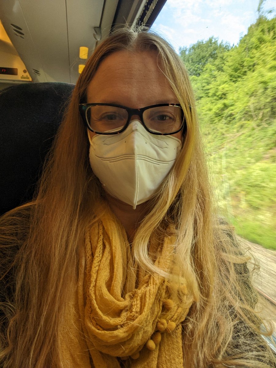I seem to be the only one being stylish and taking precautions on this train down to Devon...I really wish I wasn't the only one.