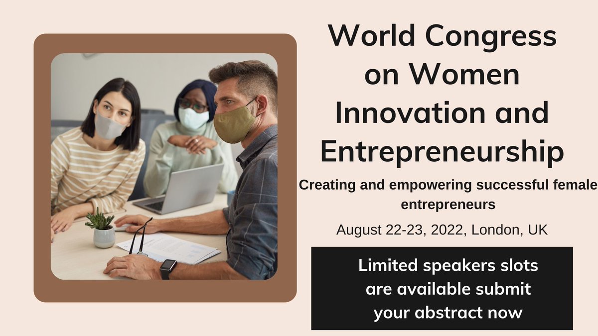 Enterprisesconf's tweet photo. We are welcoming you to the World Congress on Women Innovation and Entrepreneurship conference on August 17-18, 2022 in London, UK.
We are glad to have you as a speaker at our conference.
Kindly go through the info:https://t.co/xYYHI3LL7r https://t.co/8XcU74qJES