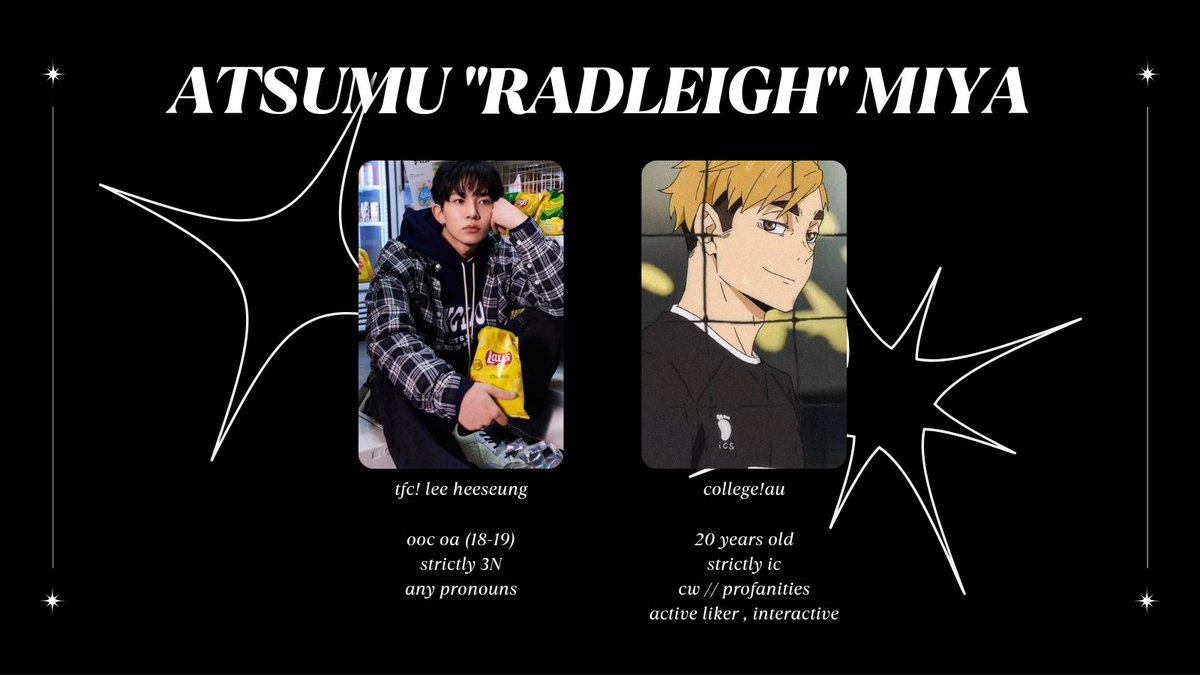 ㅤ

                  Atsumu "Radleigh" Miya
                  Not new to #hqrp 
                  Like &amp; RT for a follow