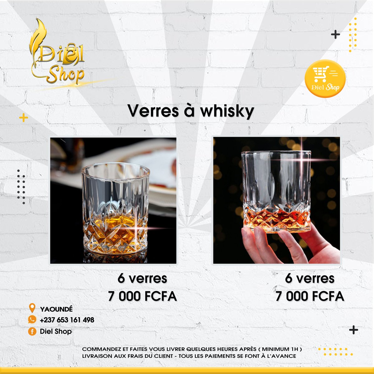 diel_shop's tweet photo. Verres de whisky cristallisés ✨

Livraison minimum 1h30 après avoir commandé
Livraison aux frais du client

Commandez dès maintenant et faites vous assistez via le lien WhatsApp ci-dessous : 👇🏾

https://t.co/bYDG1UqMQl

#diel_shop https://t.co/W1z3h5ugU7
