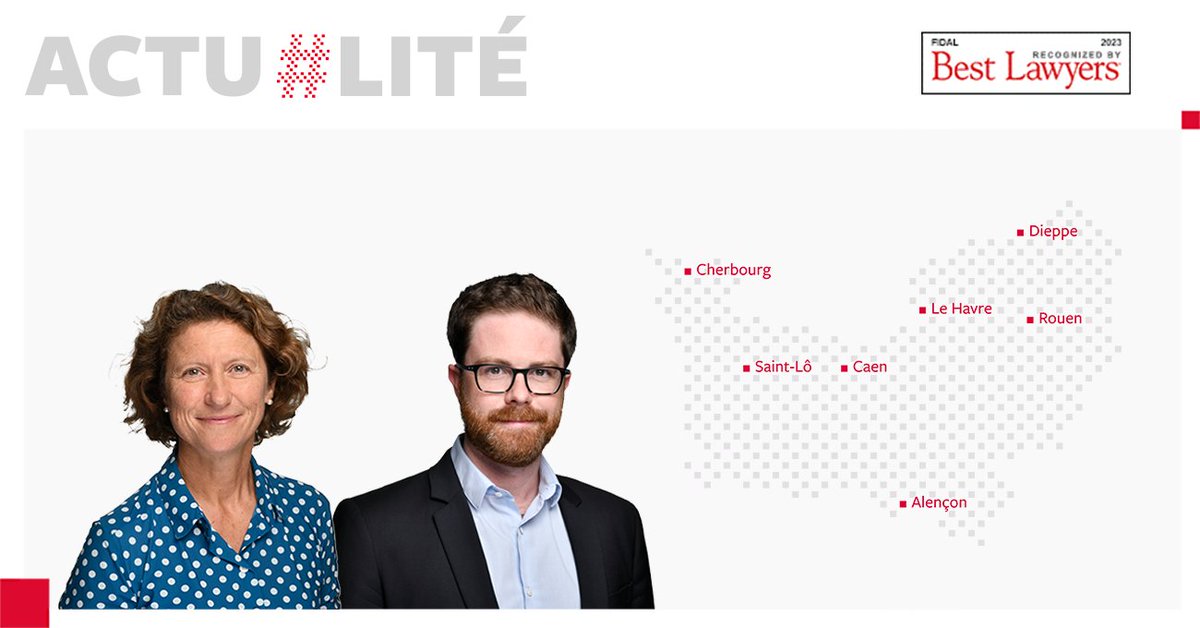 [🏆 #classement]
#Fidal #Normandie mis à l’honneur par le récent classement de <a href="/BestLawyers/">Best Lawyers</a>. ⚖️🙌
Ainsi, figurent au classement cette année :
Marie Laffitte dans la catégorie « Labor and Employment Law »
Bastien Masson dans la catégorie « Information Technology Law »