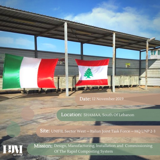 HJM_GROUP's tweet photo. #HJMGroup succeeded in leading a project for the #UNIFIL, Italian Joint Task Force, to design & install an in-house manufactured rapid composting system.
It is a new technology for recycling organic waste into compost, in a reduced time, while using our closed controlled system. https://t.co/bqITnuhRvA