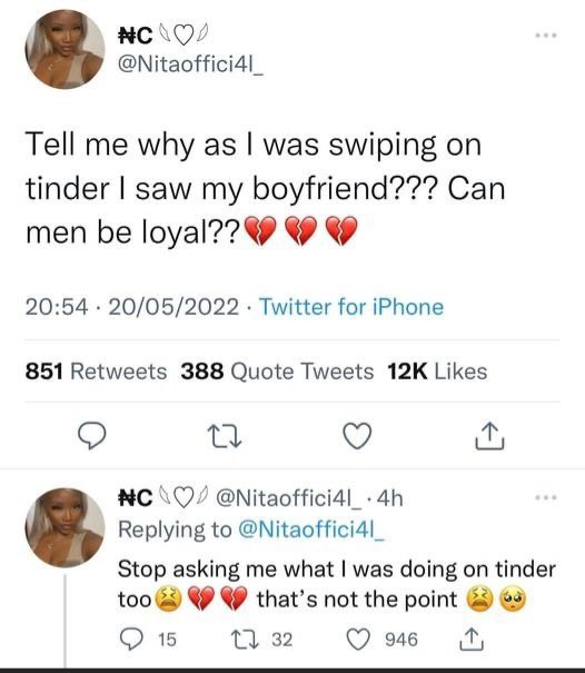 prodcureme's tweet photo. Tf was yu doin on Tinder???💀 https://t.co/bkWkJoclGl