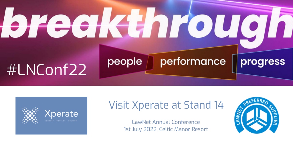 As a <a href="/LawNetUK/">LawNet</a> preferred supplier, and sponsor of #LNConf22, we're really excited to meet lots of new contacts &amp; reunite with some old friends at the annual conference this week. 
Please visit stand 14 to say hello &amp; learn about how <a href="/XperateUK/">Xperate</a> can help your firm
#legaltech