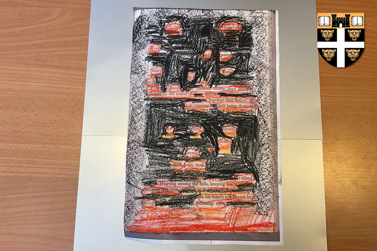 DoverPrep's tweet photo. Prep 5 have been experimenting with blackout poetry using pages from their favourite books. They have used action, horror and comedy-themed poetry, exploring how the tone of the book can be conveyed in poetry form using just a few words from a single page. https://t.co/sGmUsZw5ny
