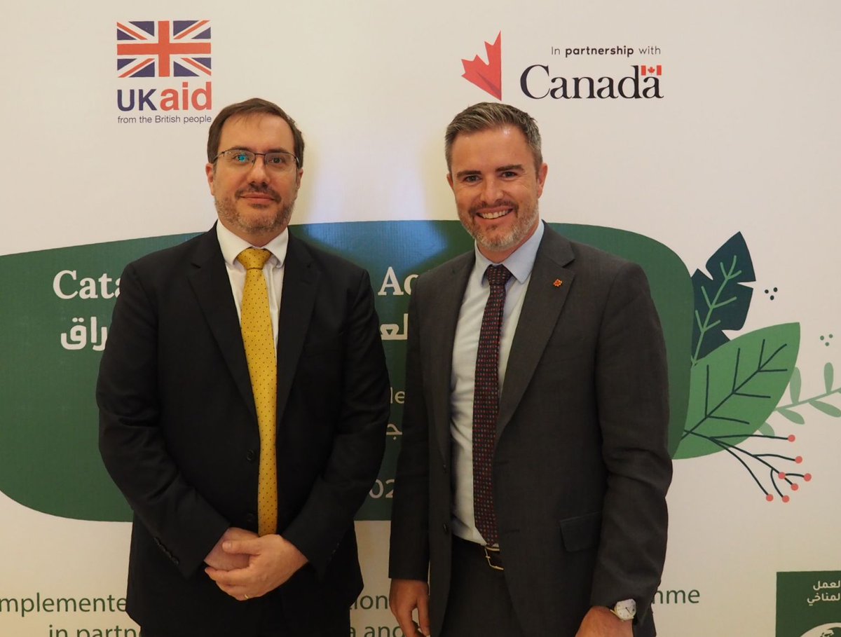 mbrysonr's tweet photo. Delighted to launch the UK’s new £5m climate change programme in partnership with UNDP and Canada. Climate Change is the biggest threat the world faces, the UK is committed to helping Iraq  face that challenge. https://t.co/RUoflurwW8