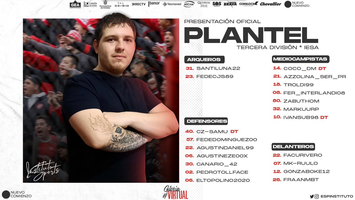 eInstitutoACC's tweet image. 📸 ¡Presentación Oficial: #FIFA22! 

Los encargados de representar a Instituto eSports en @IESAFIFAar, en la tercera división. 📄

#GloriaVirtual🇦🇹