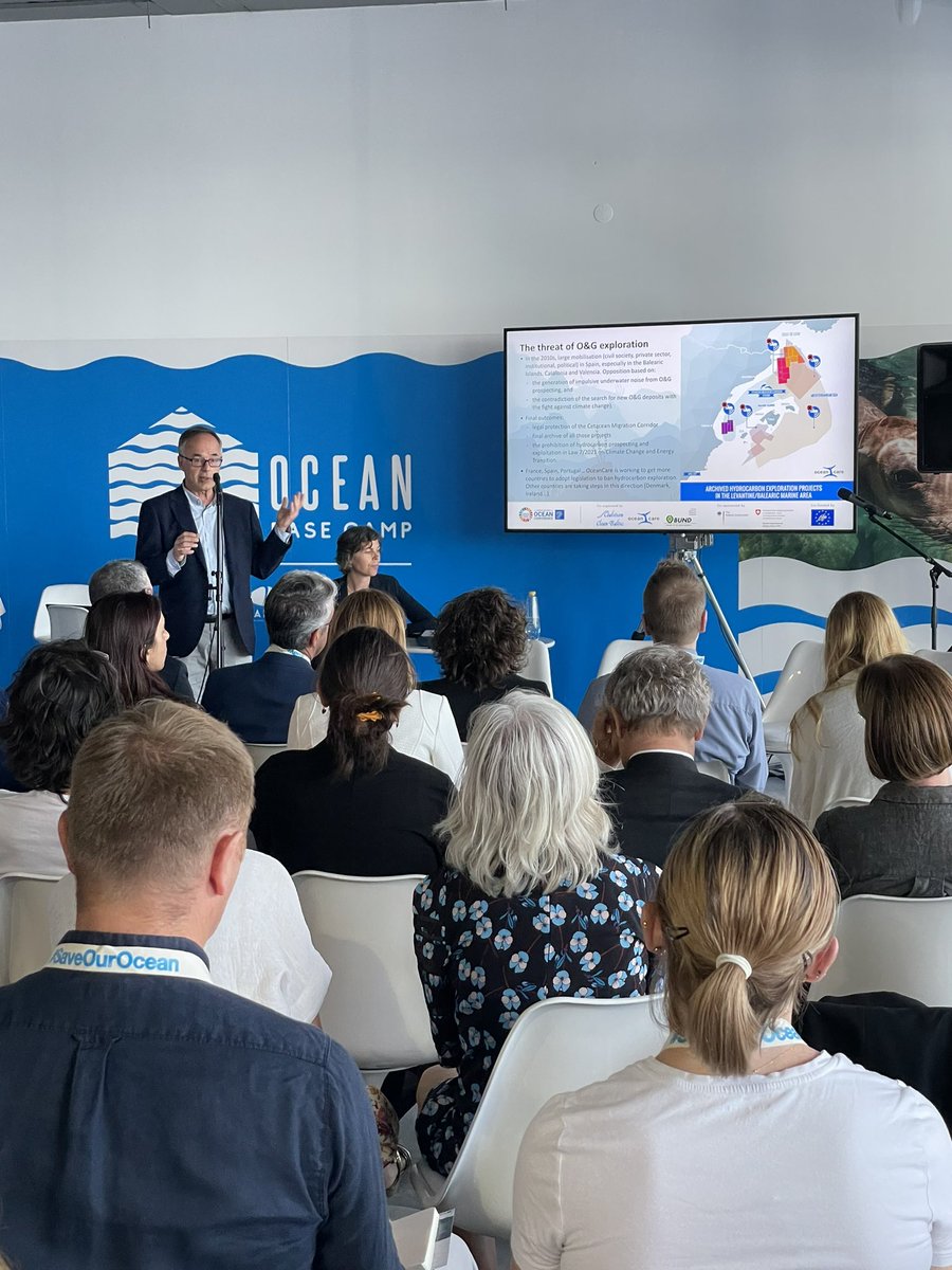 OceanCare's tweet photo. @CapitanFoton sharing insights about the #SPAMI and the ban by the Spanish Government to ban #oil # gas exploration in its territorial waters. Preventing #noisepollution can be done through political will and measurable action. #UNOC2022 https://t.co/swJiA87uOm
