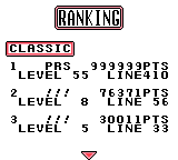 MasterVivace's tweet photo. In the #GameBoy version of #Jaleco's #TetrisPlus, I scored 999,999 points, I made at level 55, and I disappeared 410 completed lines. https://t.co/RCrvp7Hap7