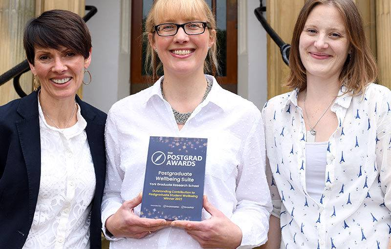 gsayorkwell's tweet photo. York Graduate Research School (YGRS) has been recognised for its work at the forefront of PGR wellbeing, winning the FindAPhd Outstanding Contribution to Postgraduate Student Wellbeing award. Thanks for all of you making it happen! https://t.co/bZk2Tjlg8Q
