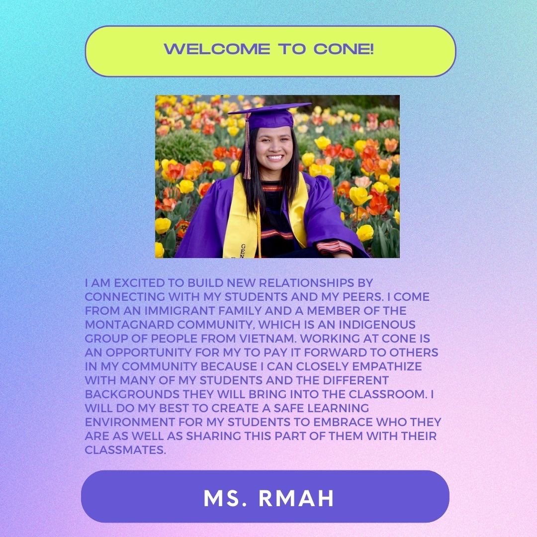 We are excited to welcome Ms. Rmah to @ConeCougars as a 4th grade teacher! #itstartswithme