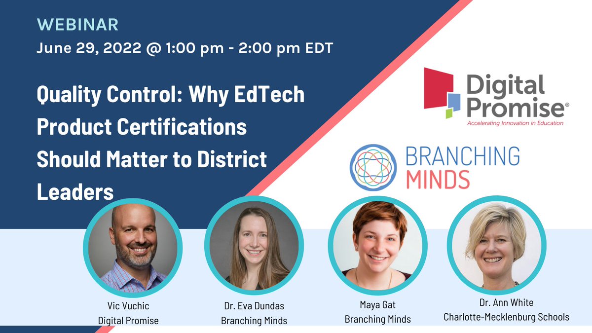 Join us TODAY at 1 PM ET / 10 AM PT for an <a href="/edwebnet/">edWeb.net</a> webinar on the importance of #EdTech product certifications! We'll be joined by <a href="/DigitalPromise/">Digital Promise</a> and our friends at Charlotte-Mecklenburg. There's still time to register 👉 hubs.la/Q01fQsMg0
#MTSS #edleaders