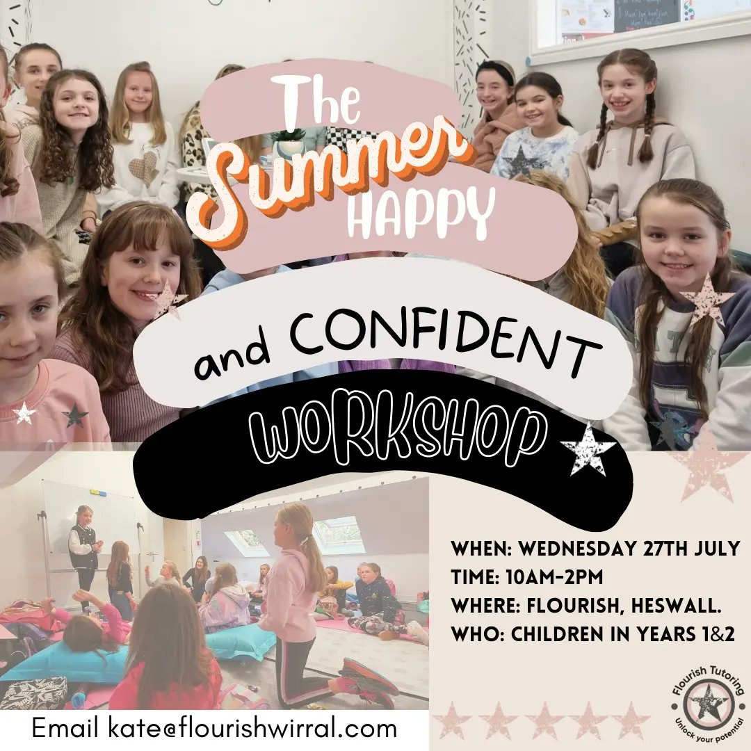 Flourishwirral's tweet photo. Happy and Confident Workshop! Two separate ones running for children in years 1&2 and years 3,4&5 π€ππ‘βοΈπ limited spaces so please book early β‘ #Heswall #Heswallbusiness #wellbeingforkids https://t.co/vX8nv15JUD