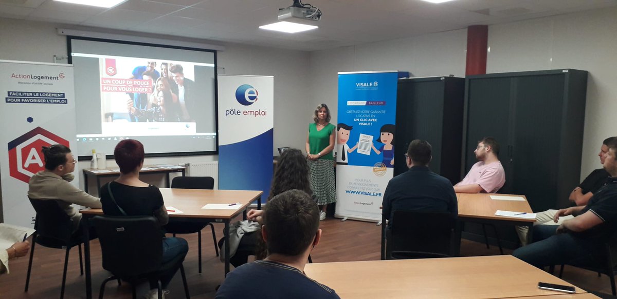 Agir en complémentarité avec nos partenaires pour lever les freins à la reprise d'emploi, informer sur les solutions mobilisables.  Merci à Florence Santune d'avoir présenté l'offre de service d'<a href="/ActionLogement/">Action Logement</a>  à nos jeunes demandeurs d'emploi. #emploi #logement @poleemploi_HDF