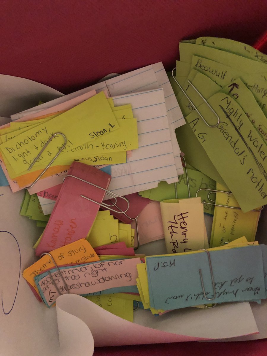 MsConradELHS's tweet photo. When you are cleaning &amp; find OLD Beowulf annotations. Seeing these brought back so many memories; two stand out as one is a new mom who let me hold her precious baby recently and the other being @AntonioGibson14 who I was able to see play this year. My “babies” are grown. https://t.co/2Mg31I3wFr