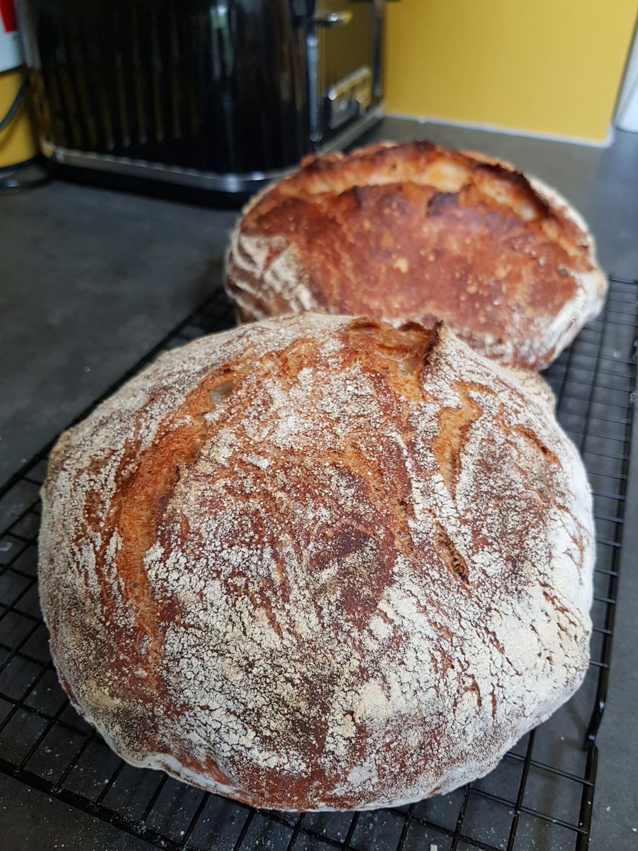 JackAtAspire's tweet photo. A benefit of home working: mixing some flour before work and having fresh bread in time for lunch (still warm from the oven) https://t.co/VHqMAM2eym