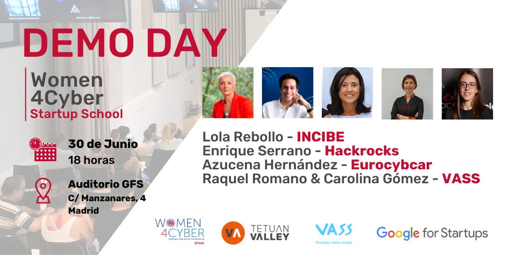 Tetuan Valley (@tetuanvalley) on Twitter photo ¡Ya no queda nada! 🚀
Mañana a las 18h nos reunimos en <a href="/GoogleStartupES/">Google for Startups - Spain</a> para celebrar el Demo Day de las 5 startups que han formado parte del programa Women4Cyber Startup School.
No te quedes sin tu entrada ➡️ bit.ly/3QrNV50 ¡Ya no queda nada! 🚀
Mañana a las 18h nos reunimos en <a href="/GoogleStartupES/">Google for Startups - Spain</a> para celebrar el Demo Day de las 5 startups que han formado parte del programa Women4Cyber Startup School.
No te quedes sin tu entrada ➡️ bit.ly/3QrNV50