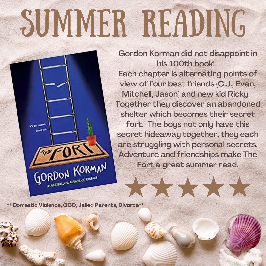 VMMS Library (@vmmslibrary) on Twitter photo Book 2: The Fort by Gordon Korman #2022SummerReads <a href="/gordonkorman/">Gordon korman</a> 100th book did not disappoint! Adventure, friendship, and a little humor sprinkled inβ¦.perfect summer read! Book 2: The Fort by Gordon Korman #2022SummerReads <a href="/gordonkorman/">Gordon korman</a> 100th book did not disappoint! Adventure, friendship, and a little humor sprinkled inβ¦.perfect summer read!