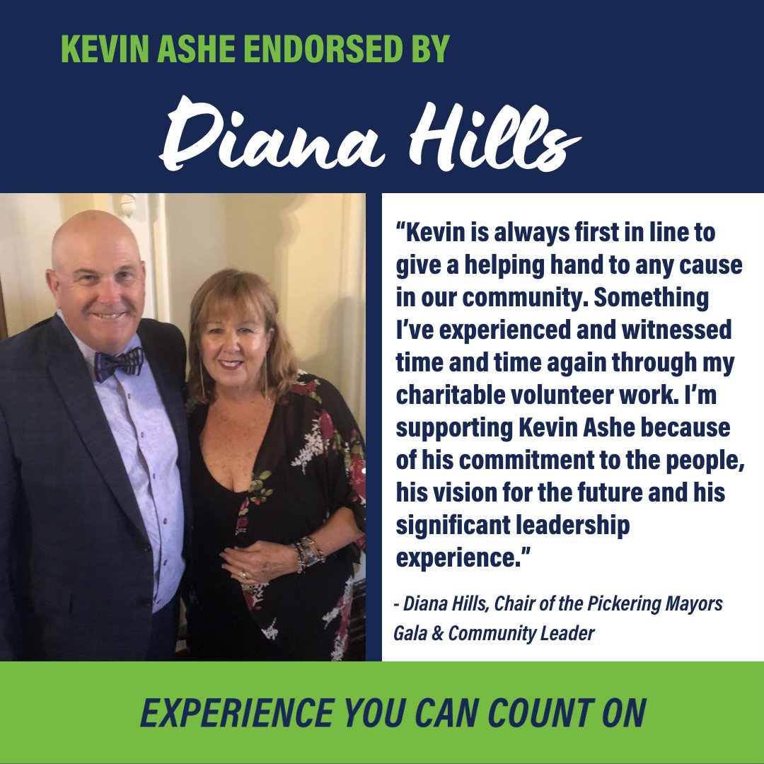 KevinAshe4Mayor's tweet photo. Thank you, Diana!

#CountOnKevin #KevinAsheForMayor #mayor #pickering https://t.co/5bgU6oP8W7