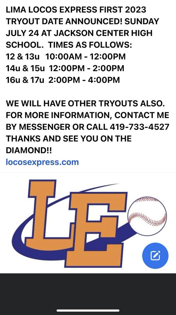 dmanjownes's tweet photo. 12u-17u Travel Baseball Tryouts https://t.co/keLIFsGZld