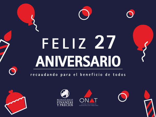 📢#Hoy, 29 de junio la <a href="/OnatdeCuba/">ONAT de Cuba</a> está de cumpleaños‼🥳
👉#ONAT27Aniversario.
Llegue a todos los directivos y trabajadores de la entidad nuestras felicitaciones y el reconocimiento 👏👏por el papel desempeñado por la organización a lo largo y ancho de #Cuba🇨🇺.
#FinanzasyPrecios