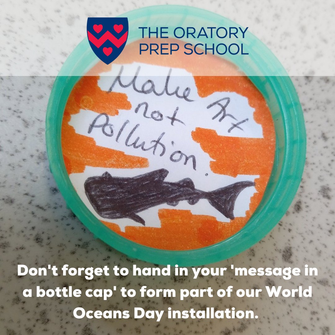 OPS_OratoryPrep's tweet image. Don&apos;t forget to hand in your &apos;message in a bottle cap&apos; to form part of our #WorldOceansDay installation by Friday 1st of July.

We can&apos;t wait to see the final product!

#OPSLearning #environment #installation #STEM