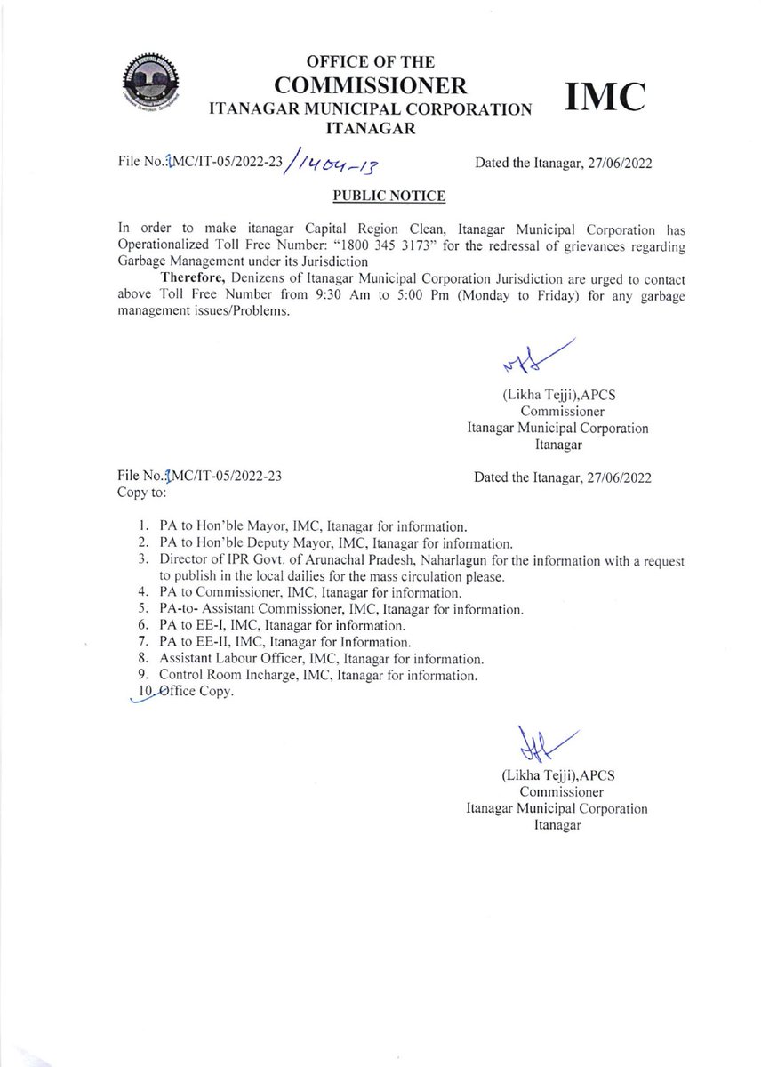 Itanagar Municipal Corporation tweet media