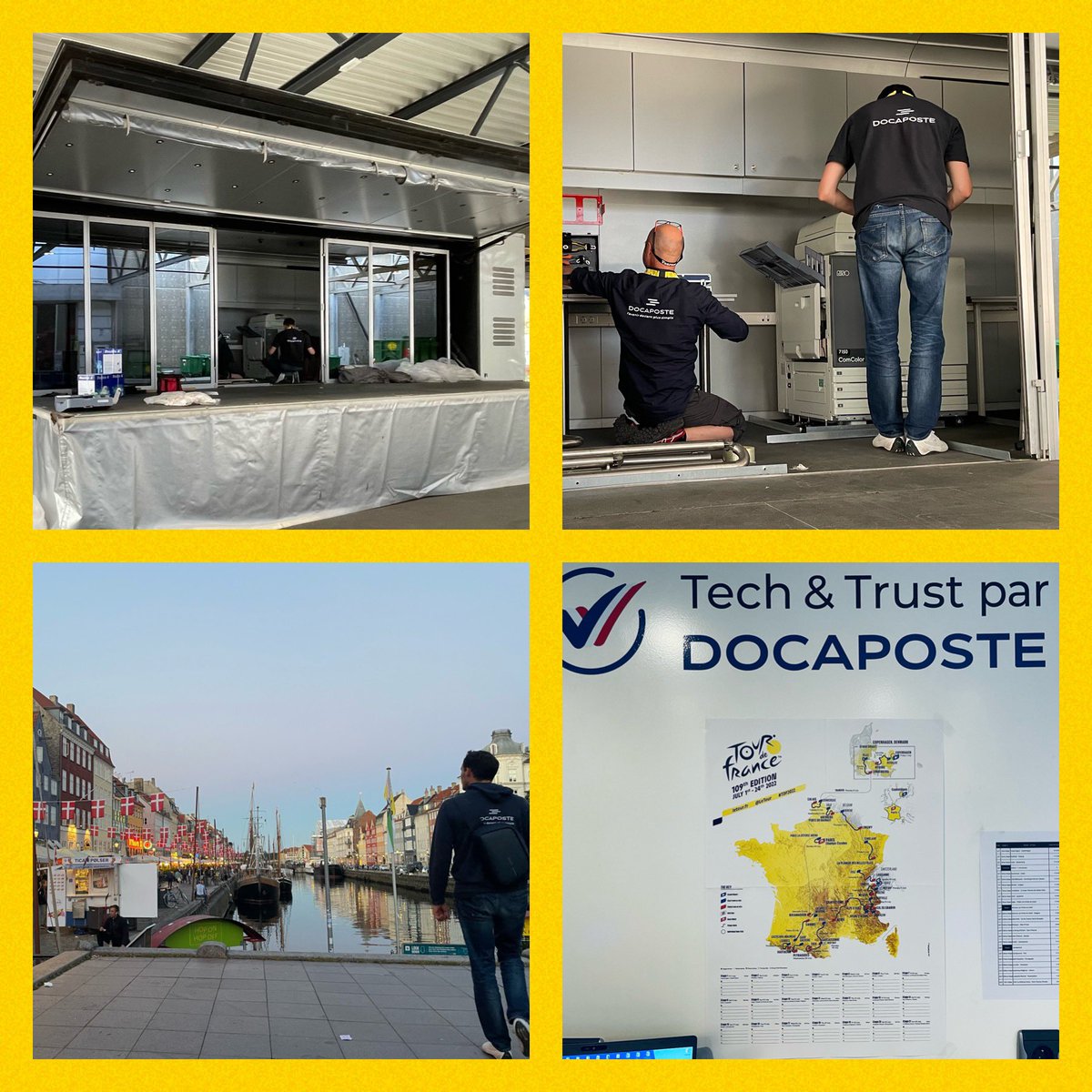 B_Alcorta's tweet photo. #TDF2022 J-2 avant le départ ! 3ème machine @RISOFrance installée sur le Camion TV @amaurysport les équipes @Docapost sont opérationnelles et prêtes pour les premiers tirages depuis København #letourdk ! https://t.co/um3bd6158d