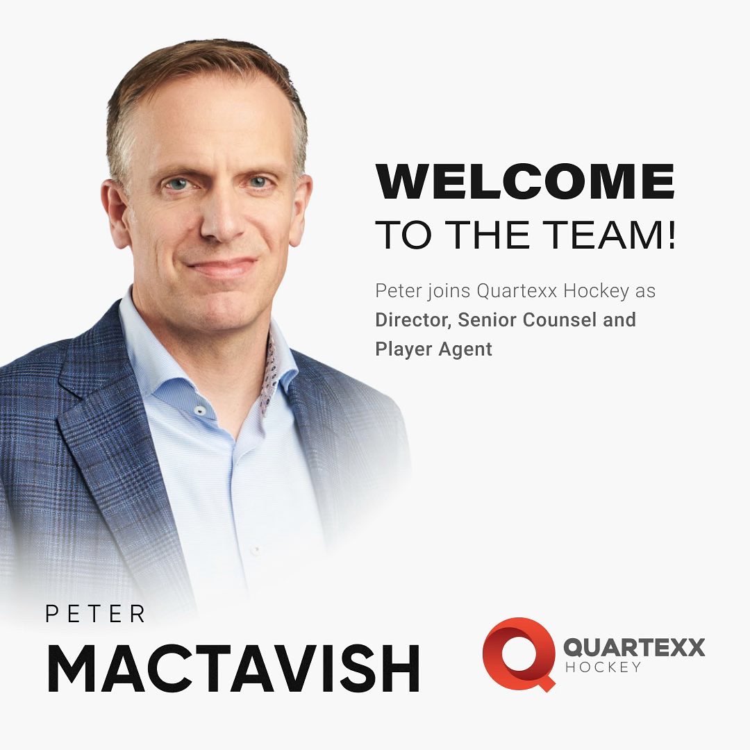 QuartexxHockey's tweet photo. We’re thrilled to announce the newest addition to our team, Peter MacTavish! Peter will serve as Director, Senior Counsel and Player Agent. Welcome, Peter!  #QuartexxFamily https://t.co/XzYGJqg3ut