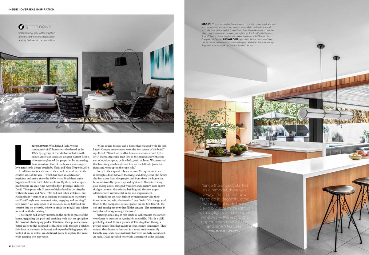 assembledge's tweet image. Our Wonderland Park Residence got a beautiful spread in the July issue of the Australian magazine INSIDE OUT  (@homestoloveau). Thank you for the feature and your ongoing support. Photography by Laure Joliet, words by Deborah Grant.
 #assembledge #renovation #losangelesarchitect