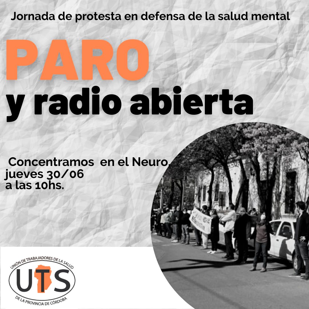 UTSCordoba's tweet photo. ‼ Mañana PARO del Hospital Neuropsiquiátrico

🏥 En defensa de la salud mental. Por mejores condiciones laborales y de atención. Basta de precariedad laboral

🎤 Desde las 10 radio abierta frente al Neuro, convocamos a la comunidad a apoyar esta lucha por un derecho esencial https://t.co/qAATxdB0Nu