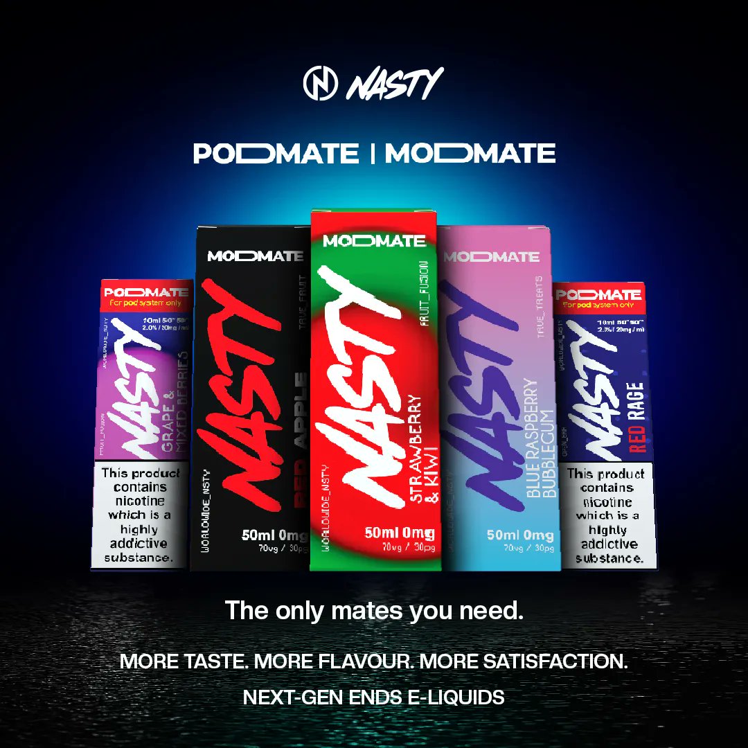 Nasty Juice EU on X: "If you're looking for MORE taste, MORE flavour, MORE satisfaction, Get ready to try PodMate | ModMate Next-Gen E-liquids⭐️ Available Soon! #NastyJuice https://t.co/mKpIKfMvzY" / X