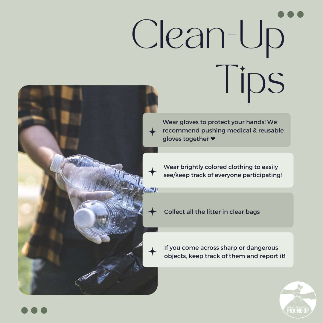 nspickmeup's tweet photo. One question I get quite often, is "Do you have any tips for our clean-up?" The answer is YES! Here are some of our tips... what are some of your litter clean-up tips? #EveryLitterBitHelps #GLADtoCleanUp #PMU #AAH 💚🌿🚯 https://t.co/2SQwecPKeK