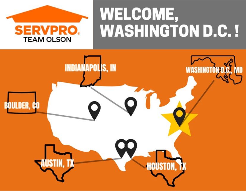 We are excited to announce that as of June 2022, SERVPRO of Washington, DC has joined the Olson Group! We hope you can join us in our excitement as we look forward to the future of delivering expert service to the Washington metropolitan area!! Welcome, 13 new franchises!