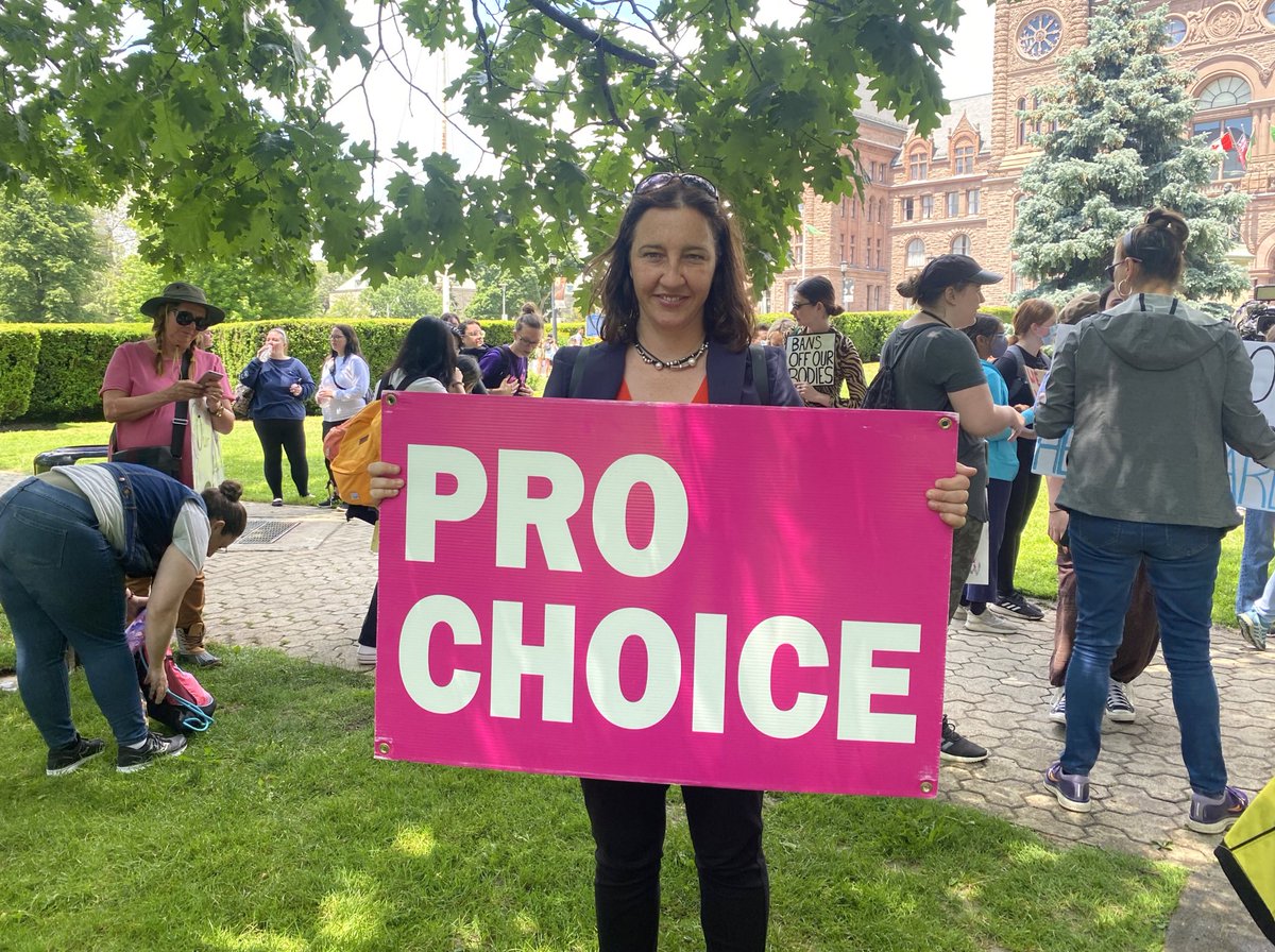 At the pro-choice rally at Queens Park today fighting for our right to choose. “We did not endure a plague to return to the dark ages”, says a sign at the rally today. #banoffourbodies #prochoice
