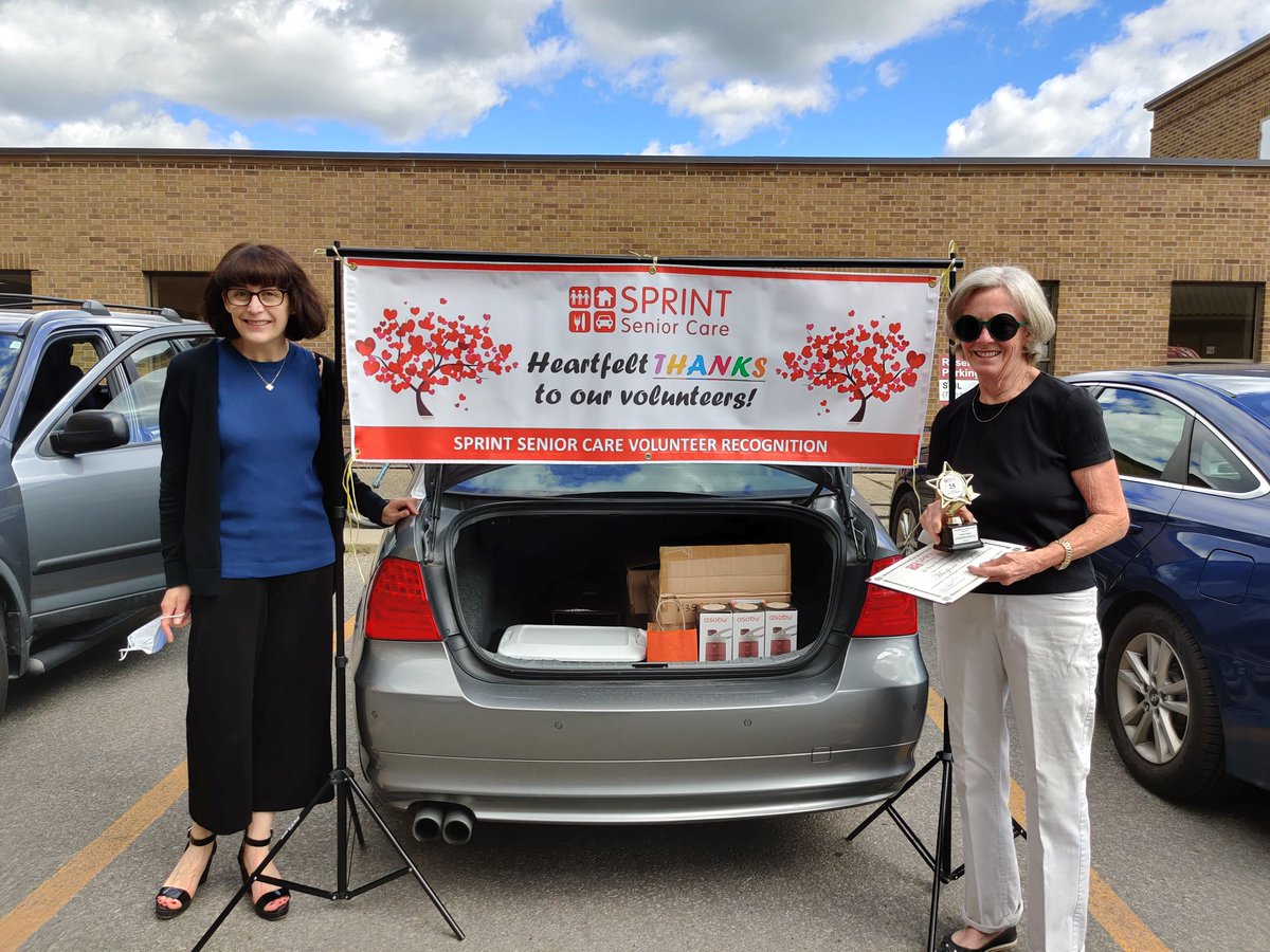 June 21th to 27th was SPRINT Senior Care's internal Volunteer Appreciation Week. It was wonderful meeting our volunteers in person and giving them thank you gifts. Our CEO was presenting the award to Marjorie Rogers who was our first-ever 25-year volunteer service pin recipient!