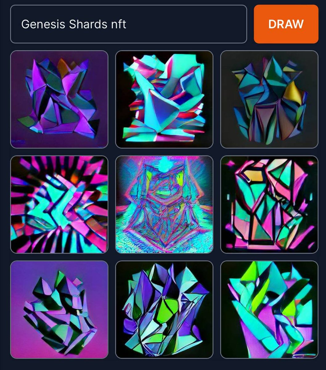 🧠AI cannot beat human creativeness (at least for now!).

We asked Dalle to come up with a few Genesis Shards NFT designs and this is what it produced😁.