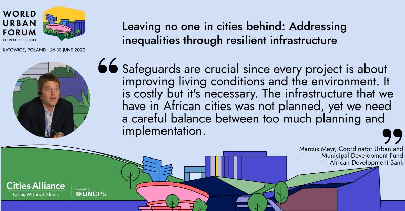 CitiesAlliance's tweet photo. How to develop &amp; finance infrastructure w/out harming people &amp; the environment? This was the guiding question of our #WUF11 event on #resilient #nfrastructure, brilliantly moderated by Pasquale Capizzi @ArupUK

@BMZ_Bund @SECO_CH @afdb_umdf @sdinet @ministry_lands  

Highlights⬇️