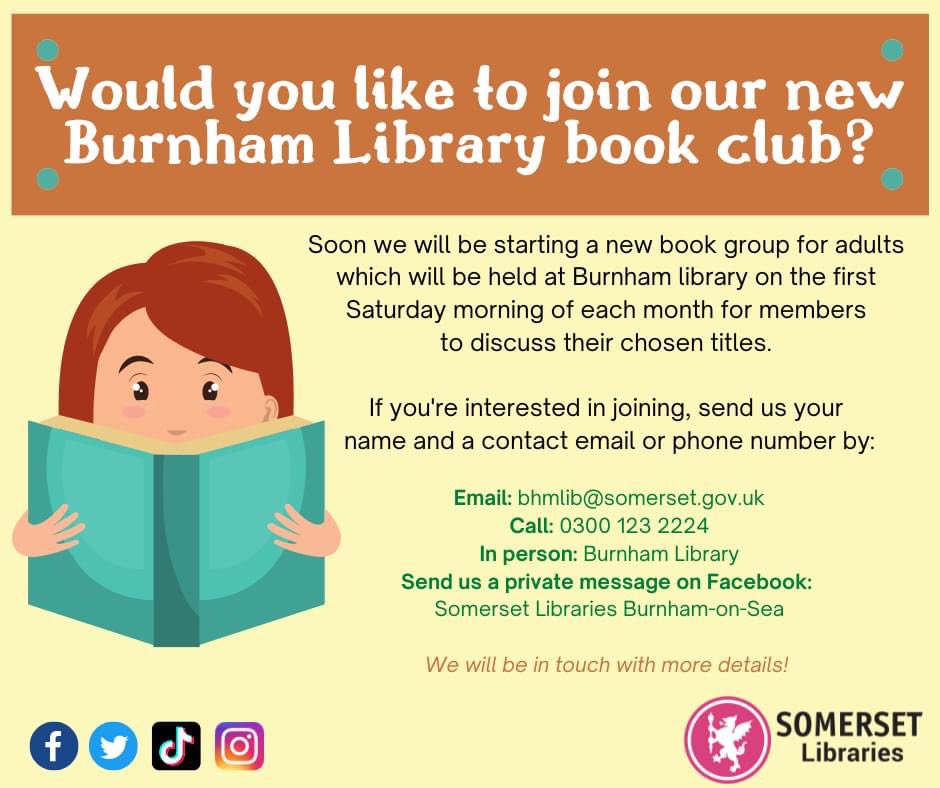 nathyc1972's tweet image. Looking to get this started at #BurnhamLibrary @SomersetLib! We have plenty of Book Groups that Reserve, Borrow &amp;amp; Meet elsewhere but we’d love to have our very own Library Book Group (still to be named) use our lovely space to meet! #LibraryBookGroup #WeAreSomersetLibraries