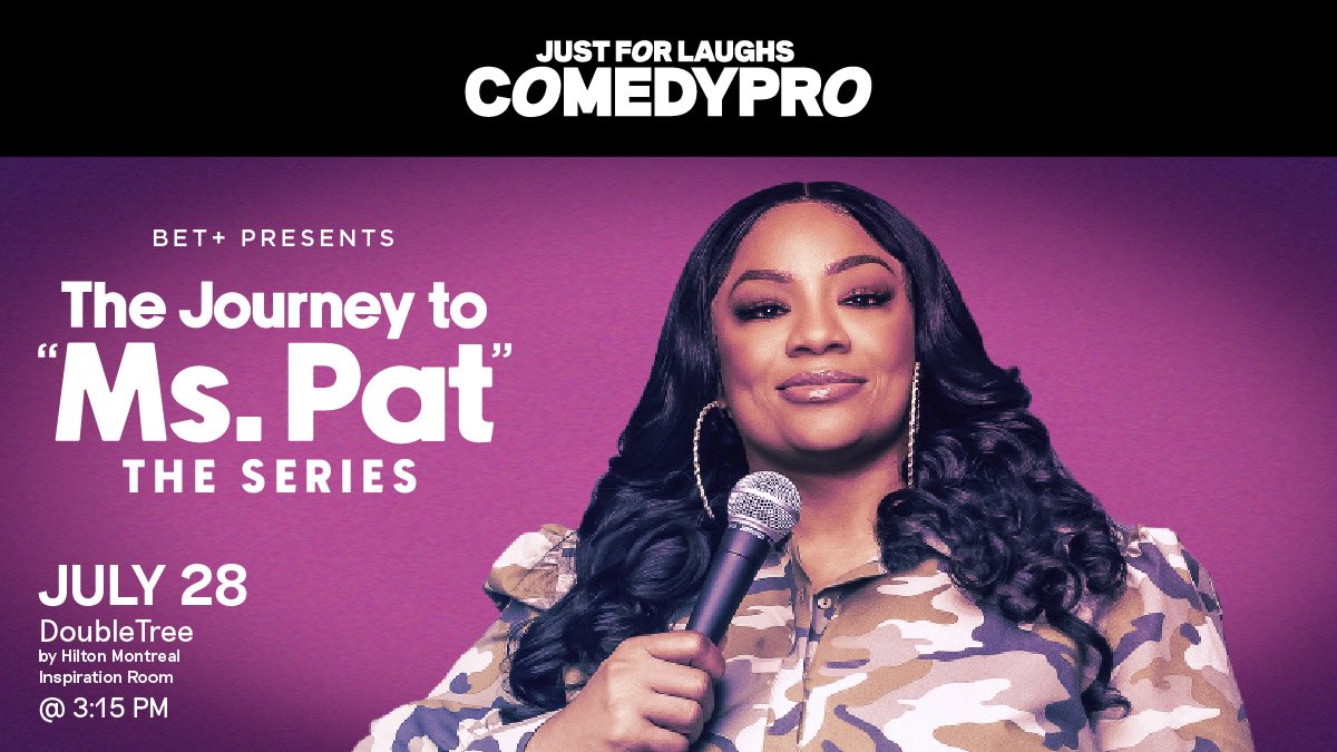 themspatshow's tweet photo. Join myself, @JordanECooper_ , Devin Griffin, and Jon Radler for “BET+ Presents The Journey to Ms. Pat the Series” for the @justforlaughs festival! Get your tickets - https://t.co/cE5tKJNxcV… #JFLMTL40
#JFLComedyPRO https://t.co/JwCZ7x5Jd7