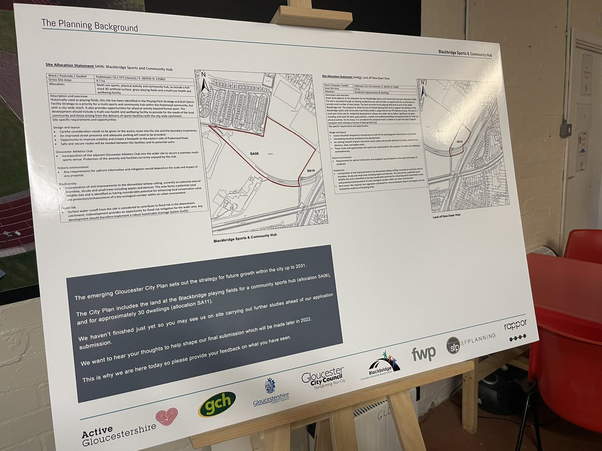 Great to be with community partners and residents today to see the plans for the Blackbridge Sports Hub in Podsmead. A vision we had many years ago coming to life. A few more hurdles to overcome but I look forward to seeing new facilities for all in the near future <a href="/activeglos/">Active Glos</a>