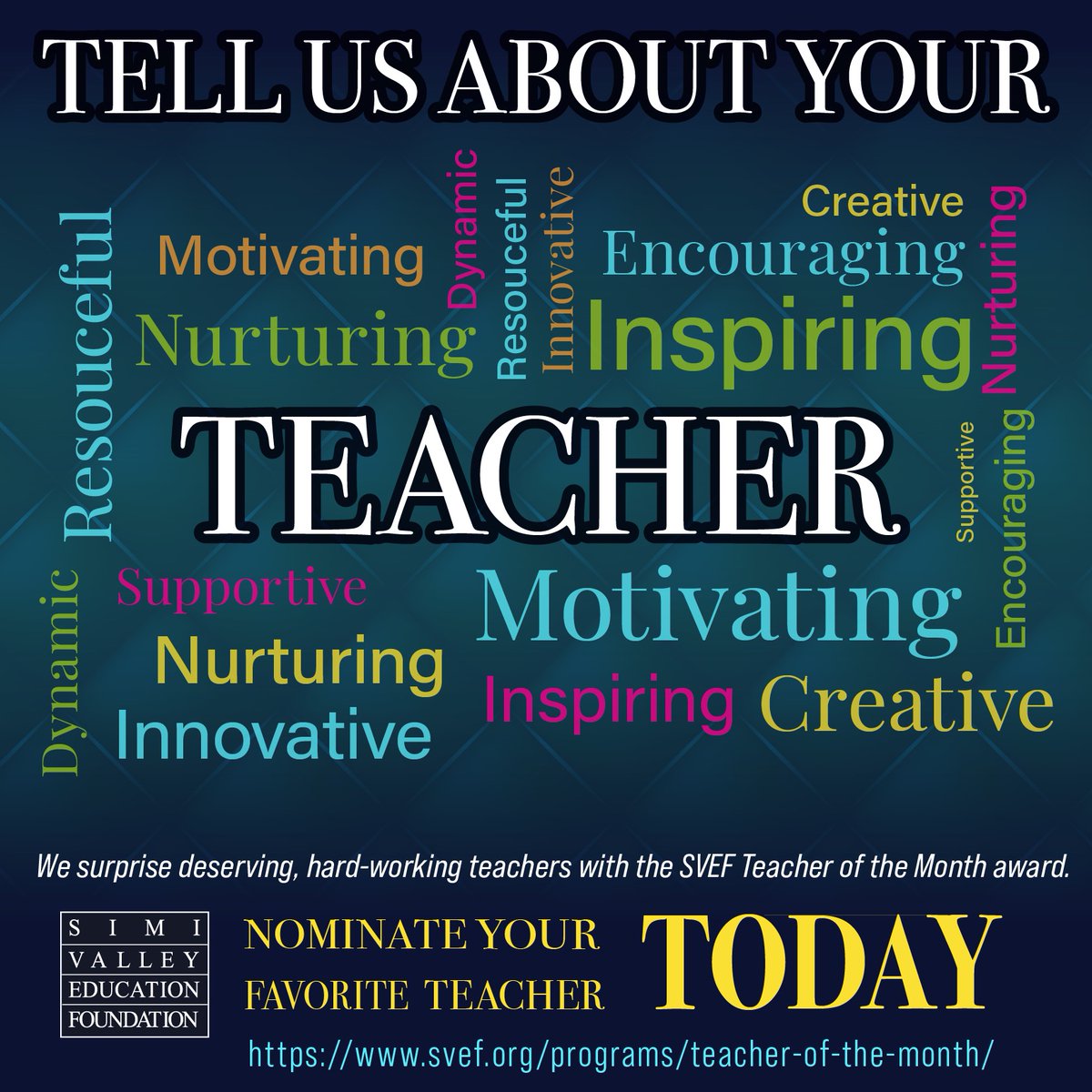 EducationSimi's tweet photo. Tomorrow, June 30th, is the deadline for you to nominate a SVUSD teacher for our Teacher of the Month program!  

Teaching is a work of heart. 

Visit https://t.co/Rj8s7FiRyI to nominate a teacher that has made a difference in the life of your student. https://t.co/R4yYRMKovU