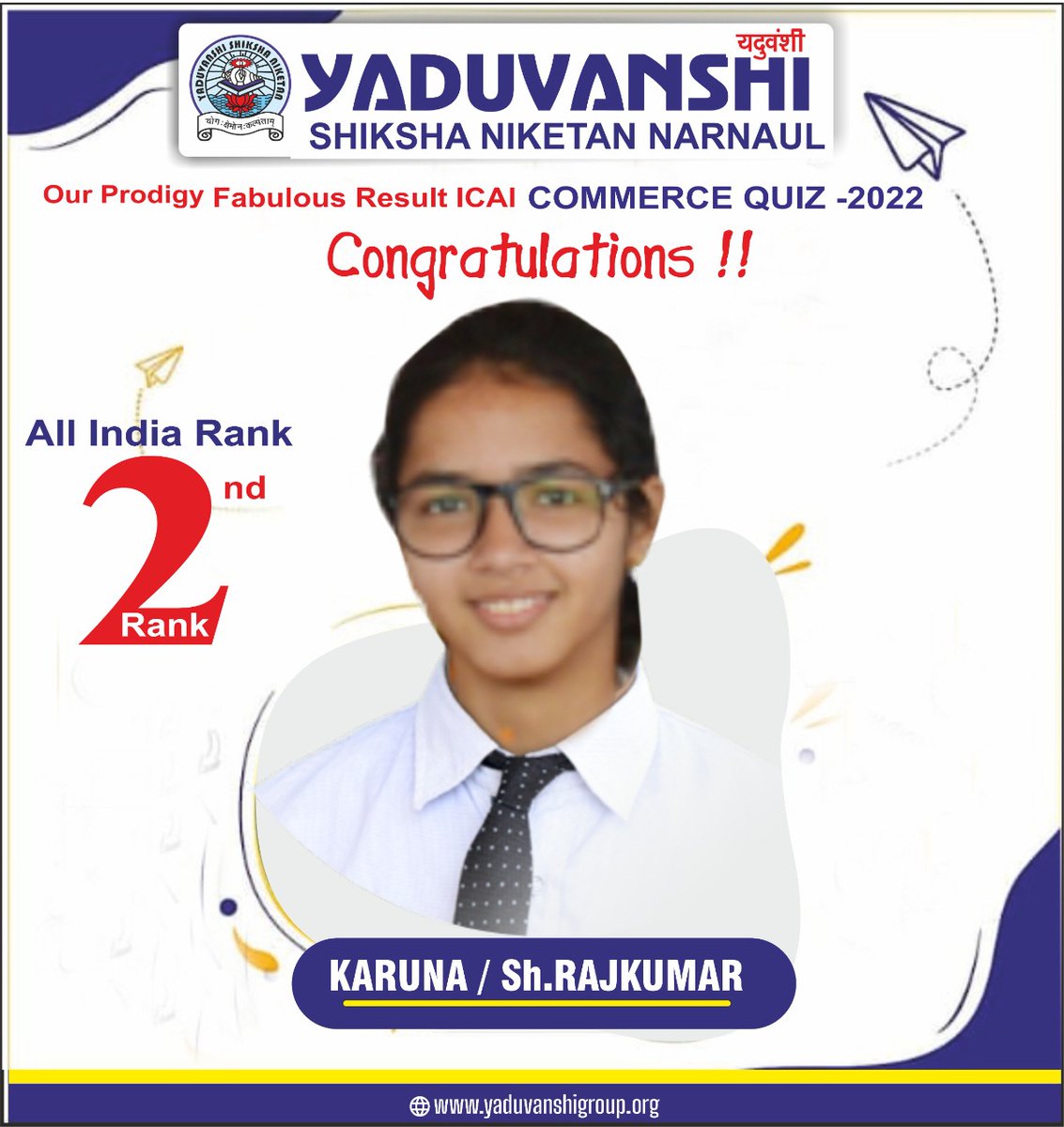 ysngroup's tweet photo. करुणा को AIR 2 के लिए ICAI की तरफ से 61000 का नगद पुरुस्कार मिला |
Our Student Karuna D/o Sh. Raj Kumar Village - Bhankhari
Secured AIR 2 in Both ICAI written exam and ICAI Quiz. Really It's a very Great Achievement. https://t.co/rJoICBrWoV