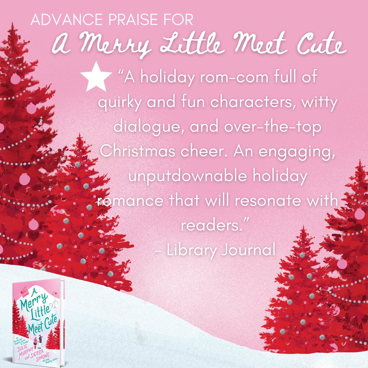 andimJULIE's tweet photo. Our first trade review is in and baby, it’s a star! Thank you @LibraryJournal for giving our raunchy little Christmas book a read and for our very first star as coauthors! We’re counting down the days until A MERRY LITTLE MEET CUTE hits shelves on 9/20! @TheSierraSimone https://t.co/UW8YQwWM6C